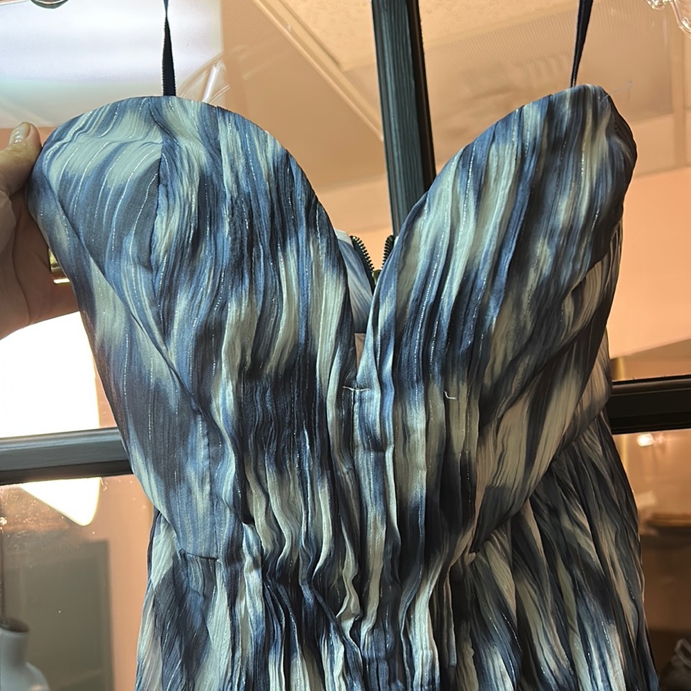 Kimchi Blue (UO) Strapless Maxi Dress Size 6 Blue, White with Silver Streaks